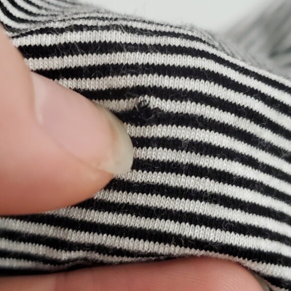 Lisa Bayne Womens Capsule Striped Short Sleeve Top Size L Black Flowy High Low - Picture 9 of 11